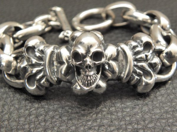 画像4: Skull On 4Heart ID With H.W.O & Anchor Links All Smooth Bracelet (4)