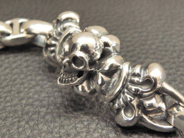 画像14: Skull On 4Heart ID With H.W.O & Anchor Links All Smooth Bracelet (14)