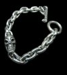 画像1: Single Skull With Small Oval Chain Links Bracelet (1)