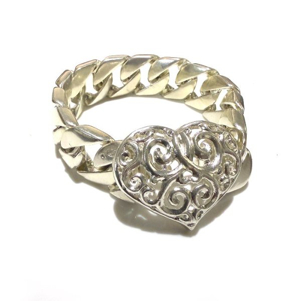 画像3: Small Heart With Cuban Chain Bracelet (3)