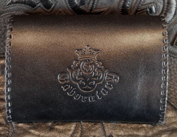 画像2: Saddle Leather Large Coin & Card Case With Lacing (Black) (2)