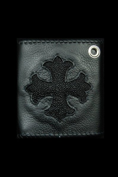 画像2: Stingray Short Cross Inlay Buffalo Half Wallet (2)