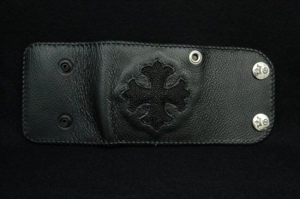 画像4: Stingray Short Cross Inlay Buffalo Half Wallet (4)