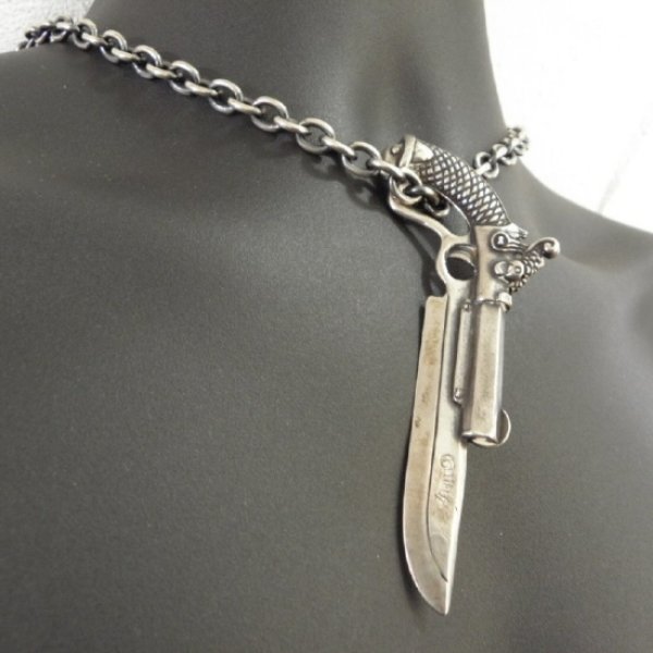 画像12: Double Barrel 50 Caliber Pistol Knife Pendant (12)