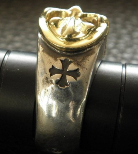画像9: 10k Gold Cross Oval On Silver Ring (9)
