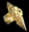 画像1: 10k Gold Skull with Spike Ring (1)