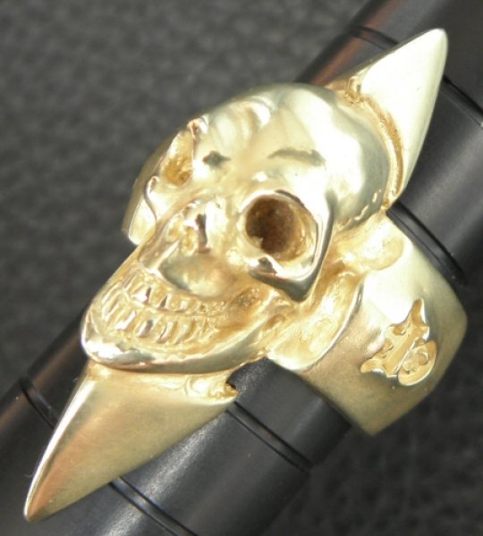 画像2: 10k Gold Skull with Spike Ring (2)