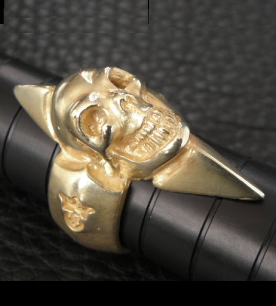 画像7: 10k Gold Skull with Spike Ring (7)