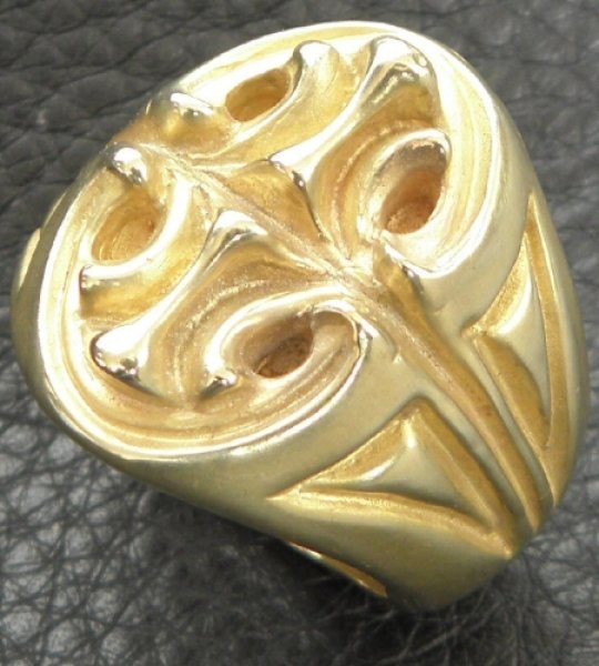画像7: 10k Gold Sculpted Oval Signet Ring (7)