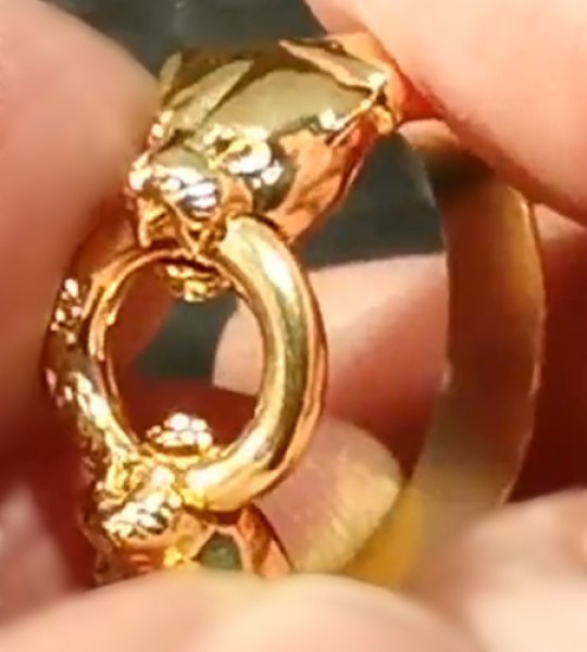 画像2: 10k Gold 1/9 Panther Triangle Wire Bangle Ring (2)