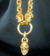 画像8: 10k Gold Single Skull With 2 Single Skulls & Small Oval Chain Links Necklace (8)