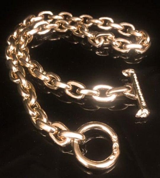 画像1: 10k Gold Small Oval Chain Links Necklace (1)