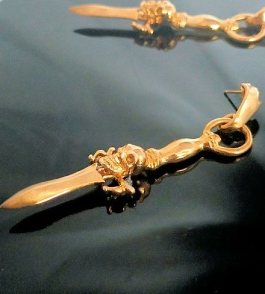 画像11: 10k Gold Quarter Skull On Dagger Pierce (11)