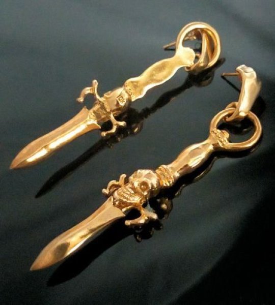 画像9: 10k Gold Quarter Skull On Dagger Pierce (9)