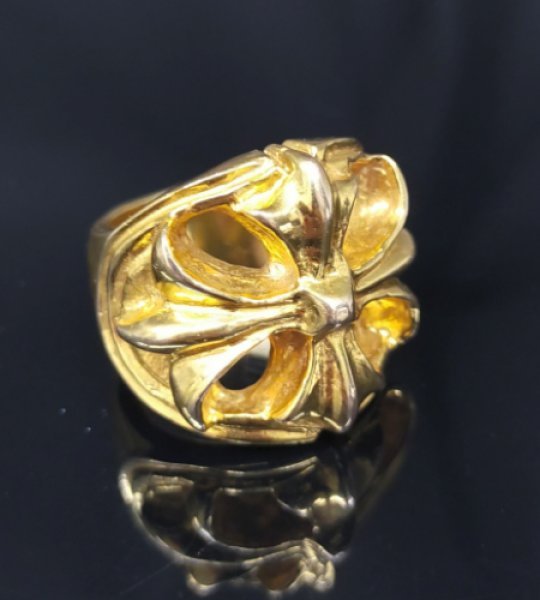 画像2: 10k Gold Large Cross Oval Roll Ring (2)