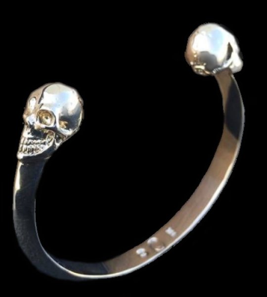 画像2: 18k Gold Half Size Skull Triangle Wire Bangle (2)