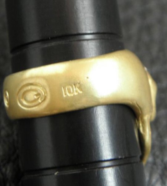 画像6: 10k Gold Old Single Skull Ring (6)