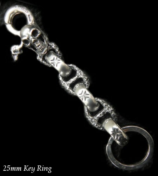 画像19: Skull on clip With maltese cross H.W.O & chiseled anchor key ring (19)