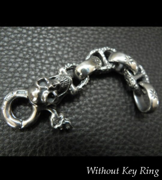 画像17: Skull on clip With maltese cross H.W.O & chiseled anchor key ring (17)