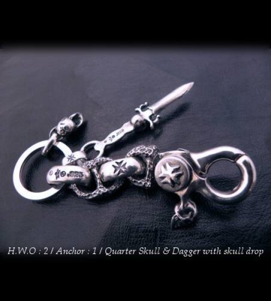 画像3: Skull on clip With maltese cross H.W.O & chiseled anchor key ring (3)