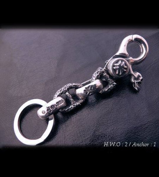 画像5: Skull on clip With maltese cross H.W.O & chiseled anchor key ring (5)