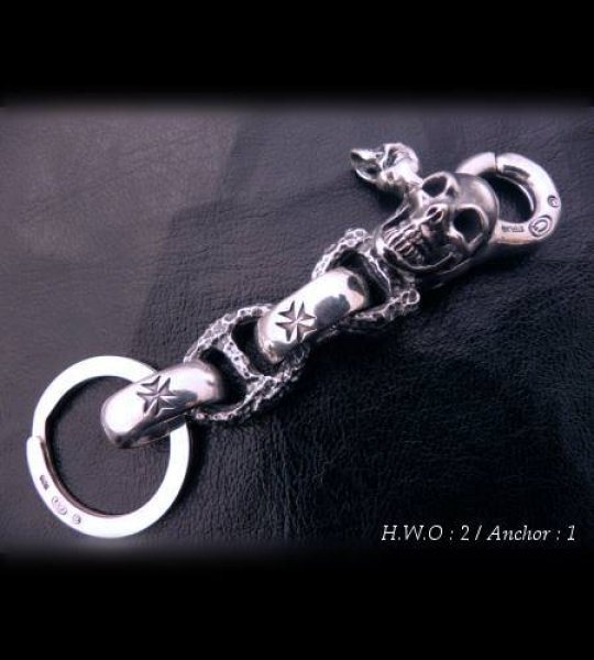 画像6: Skull on clip With maltese cross H.W.O & chiseled anchor key ring (6)