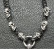 画像4: Skull On Dagger With 2Bolo Neck 4Skulls Braid Leather Necklace (4)