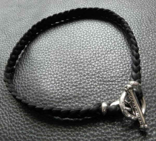 画像12: Braid Leather Necklace With C-ring (12)