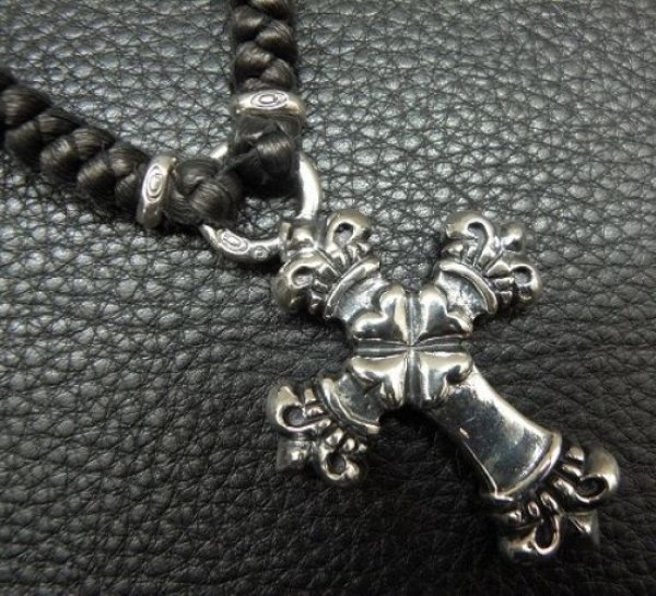 画像4: Half Long 4 Heart Crown Cross With Half braid leather necklace (4)