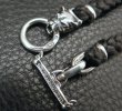 画像6: C-ring With 2 Smooth Bolo Neck Clamps & Quarter Bulldog Braid Leather Necklace (6)