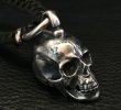 画像2: Large Skull Pendant With Braid Leather Necklace (2)
