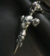 画像10: Large Skull On 2Skulls Hammer Cross Double Face Dagger With 2Panthers Braid Leather Necklace (10)