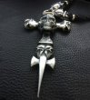 画像7: Large Skull On 2Skulls Hammer Cross Double Face Dagger With 2Panthers Braid Leather Necklace (7)