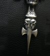 画像12: Large Skull On 2Skulls Hammer Cross Double Face Dagger With 2Panthers Braid Leather Necklace (12)