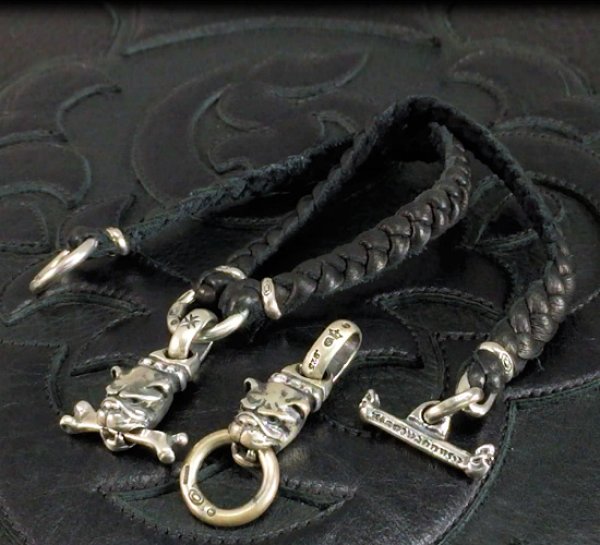 画像13: Half Old Bulldog With Bone braid Leather Necklace (13)