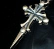 画像4: 3Skull On Plain Grooved Cross With Single Skull Dagger & 2Lions Braid Leather Necklace (4)