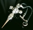 画像3: Large Skull On 2 Skulls Hammer Cross Double Face Dagger With 2 Old Bulldogs Braid Leather Necklace (3)