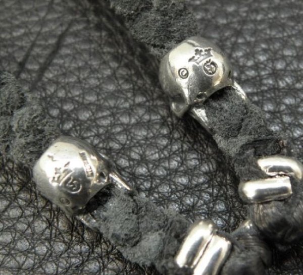画像10: Half Lion With 2 Half Skulls braid leather necklace (10)