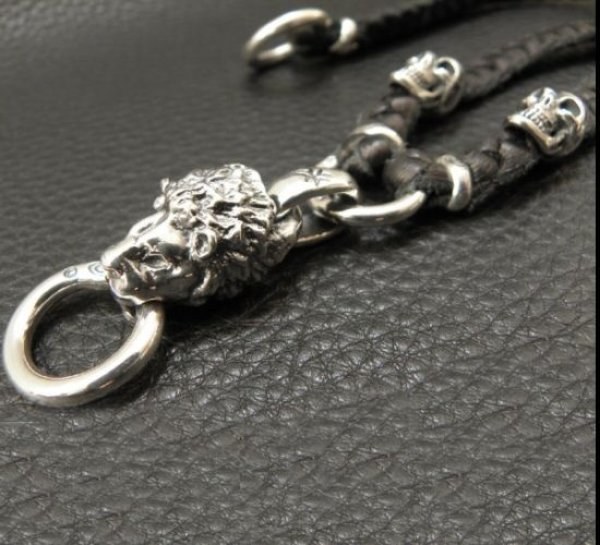 画像18: Half Lion With 2 Half Skulls braid leather necklace (18)