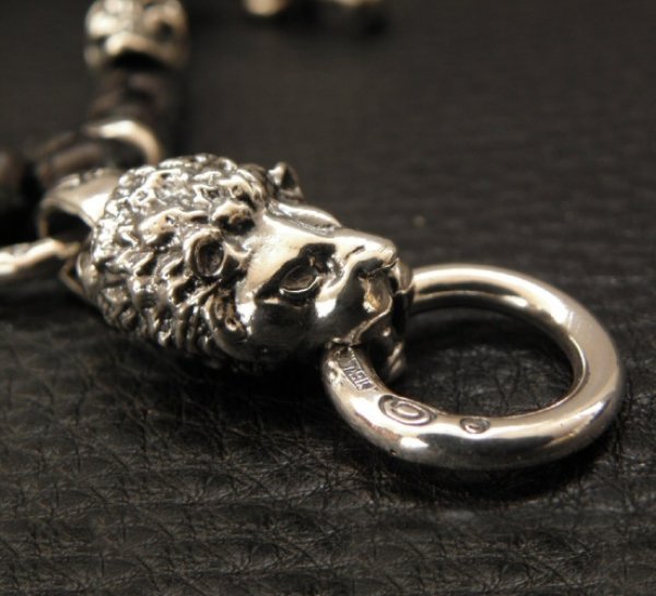 画像15: Half Lion With 2 Half Skulls braid leather necklace (15)