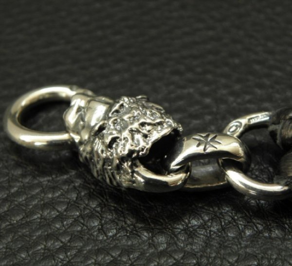 画像13: Half Lion With 2 Half Skulls braid leather necklace (13)