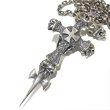 画像9: Large Skull On 2Skulls Hammer Cross Double Face Dagger With 2Panthers Small Oval Chain Necklace (9)