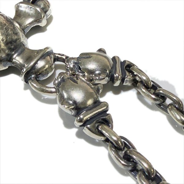 画像12: Large Skull On 2Skulls Hammer Cross Double Face Dagger With 2Panthers Small Oval Chain Necklace (12)