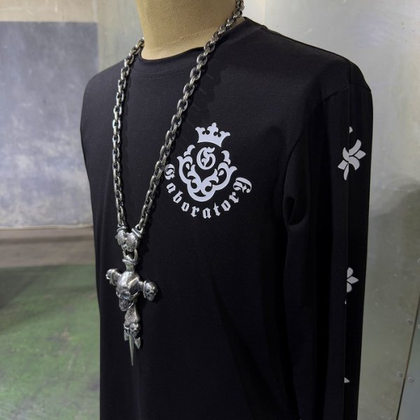画像14: Large Skull On 2Skulls Hammer Cross Double Face Dagger With 2Panthers Small Oval Chain Necklace (14)