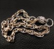 画像3: Medium Platinum Finish Lion With Quarter 10k Gold H.W.O & Anchor Chain Links Necklace (3)