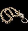 画像1: Medium Platinum Finish Lion With Quarter 10k Gold H.W.O & Anchor Chain Links Necklace (1)