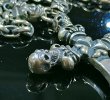 画像2: Half 3 Skulls On 4 Heart Crown Cross Double Face Dagger & Bulldogs Half Small Oval Chain Links Necklace (2)