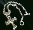 画像1: Half Face On Battle-Ax Cross With 2 Long Neck Panthers  & Half Small Oval Chain Necklace (1)