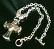 画像15: Half Face On Battle-Ax Cross With 2 Long Neck Panthers  & Half Small Oval Chain Necklace (15)