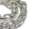 画像3: Half Small Oval & Textured Small Oval Chain Links Necklace [Platinum Finish] (3)